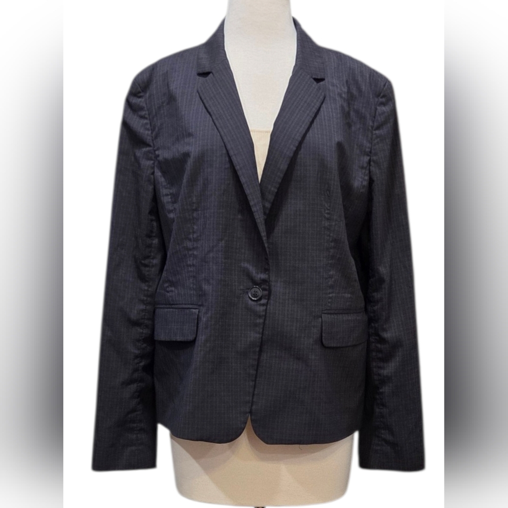 Ann Taylor Charcoal Pinstripe Single-Button Blazer